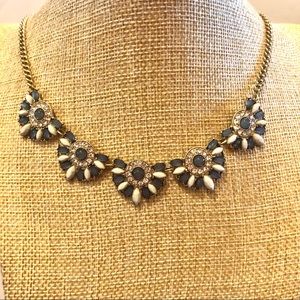 NWT “Berry Jewelry” Statement Necklace- gold with Blue & White & rhinestones